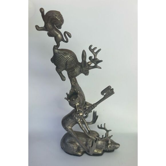 Vintage Avant Guard Whimsical Etched Pewter Animal Sculpture - Picture 2 of 8